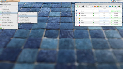 Qubes OS Xfce desktop