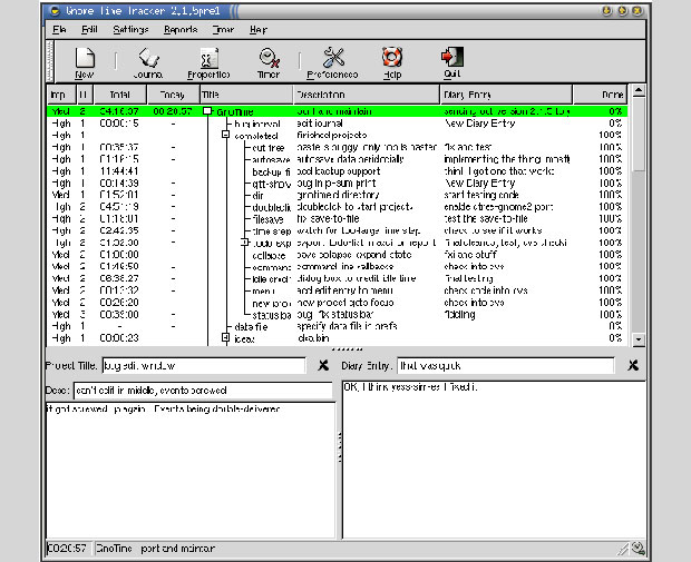 GnoTime's user interface