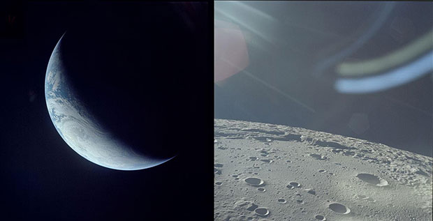 Crescent Earth by Apollo 4, November 1967 and Moon Surface by Apollo 12, November 1969. 