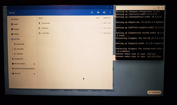 KDE on Chromebook Files app and Linux Terminal