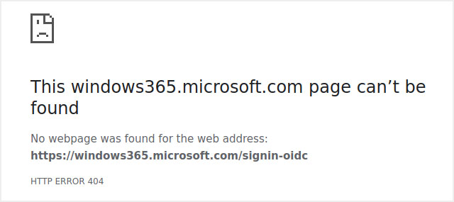 Windows 365 page can't be found