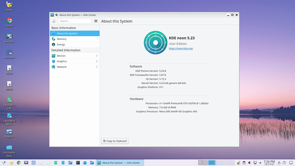KDE neon 5.23 Plasma desktop